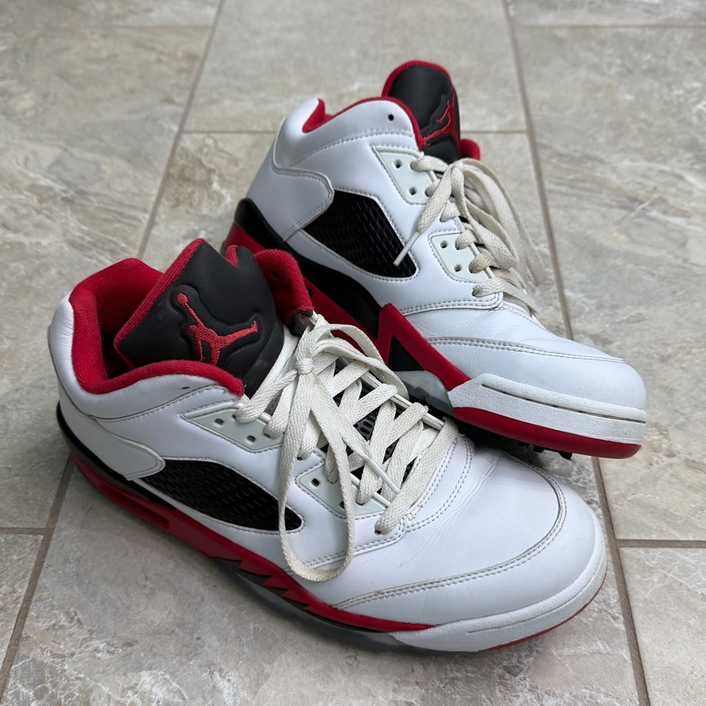 Air Jordan Retro 5 Low Fire Red Custom Men's Golf Shoes
